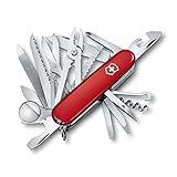 Victorinox Swiss Champ, Swiss Army Knife, Navaja suiza multiusos con 33 funciones, incluyendo alicates combinados, alfiler, alicates y tijeras, de color rojo